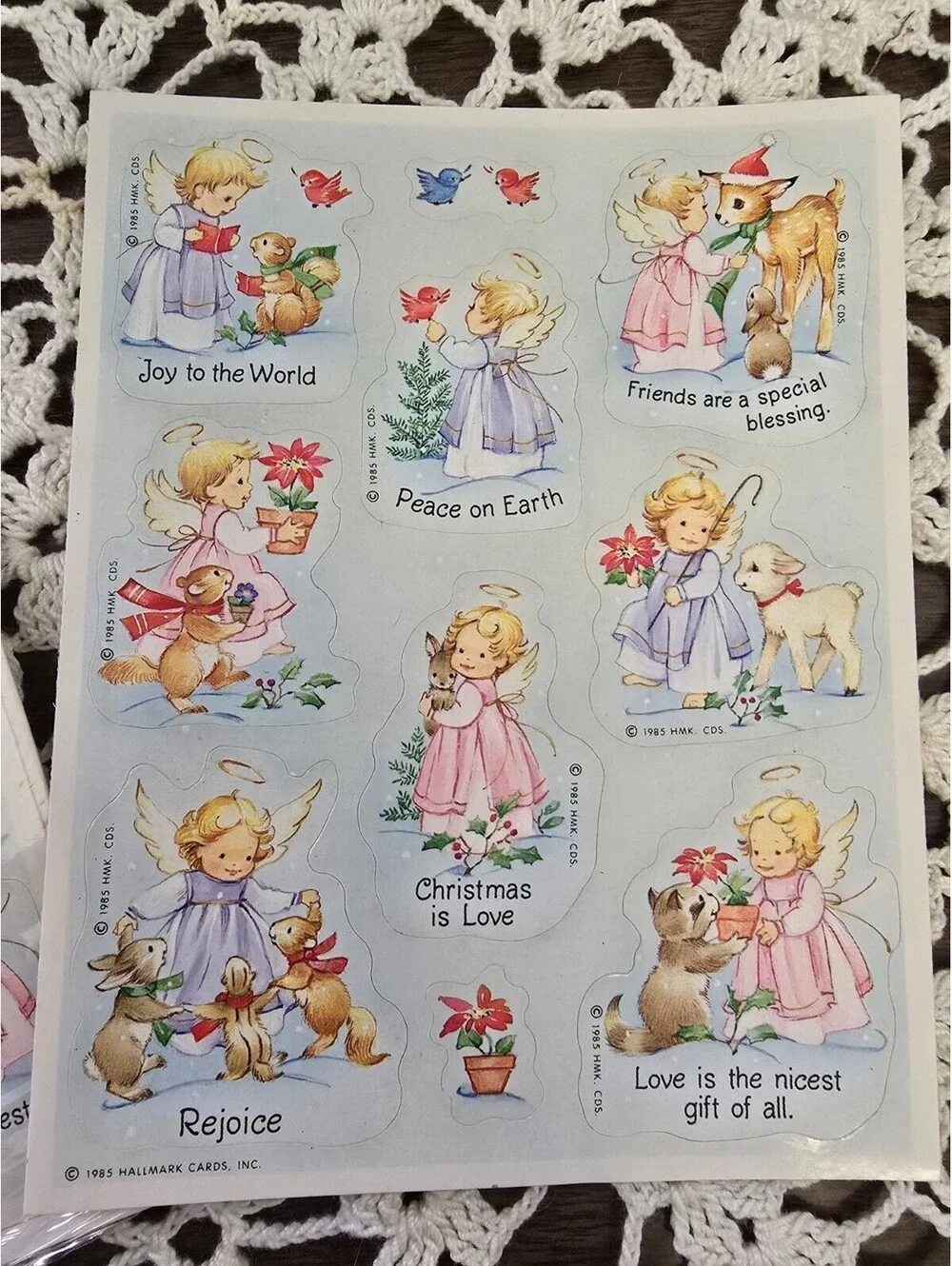 Vintage 1985 Hallmark Ambassador Christmas Stickers, 2 Sheets. Opened Pack